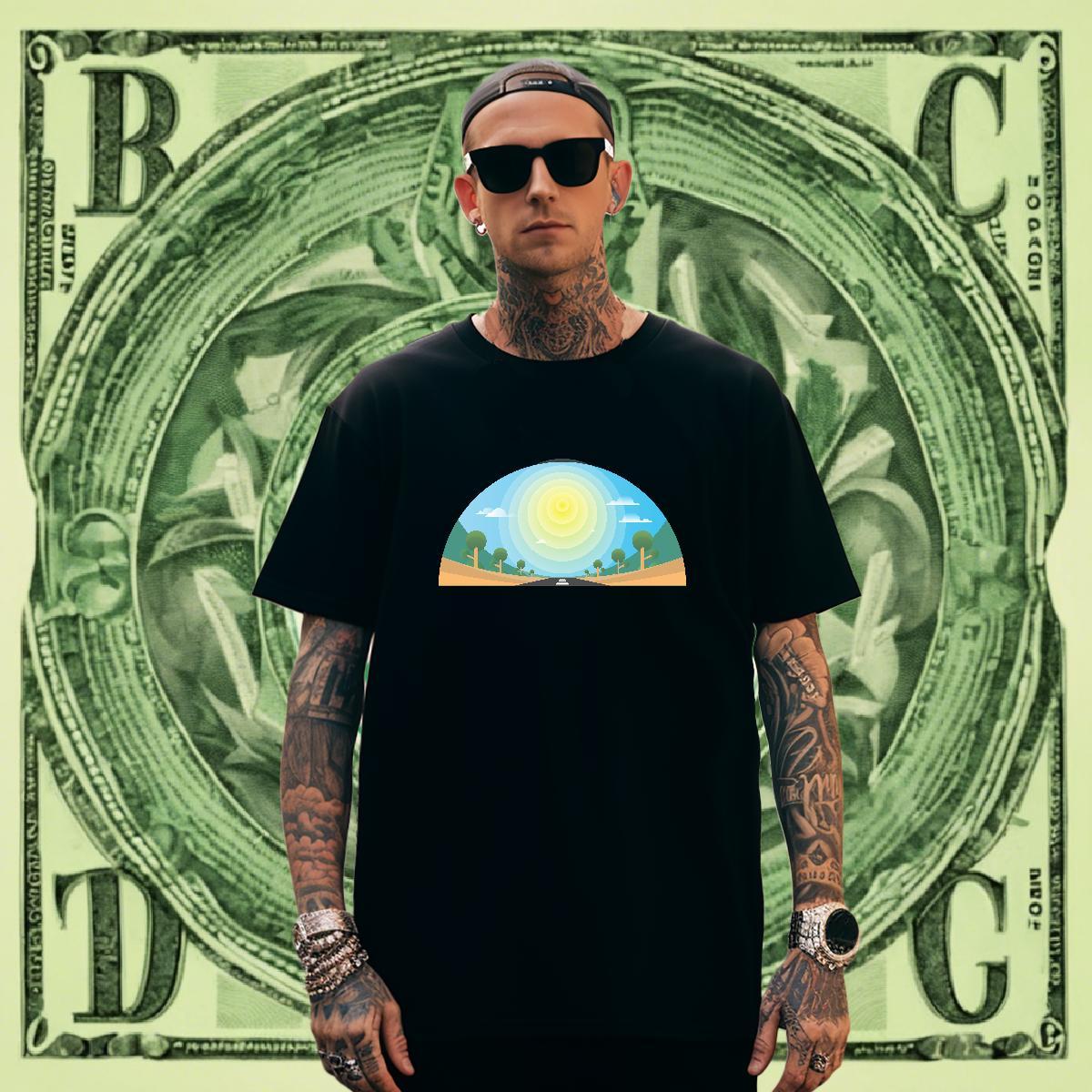 Soft Tshirts 230g Cotton Summer Casual sky DIY Breathable Short Sleeve Brand T Shirts Men Tops