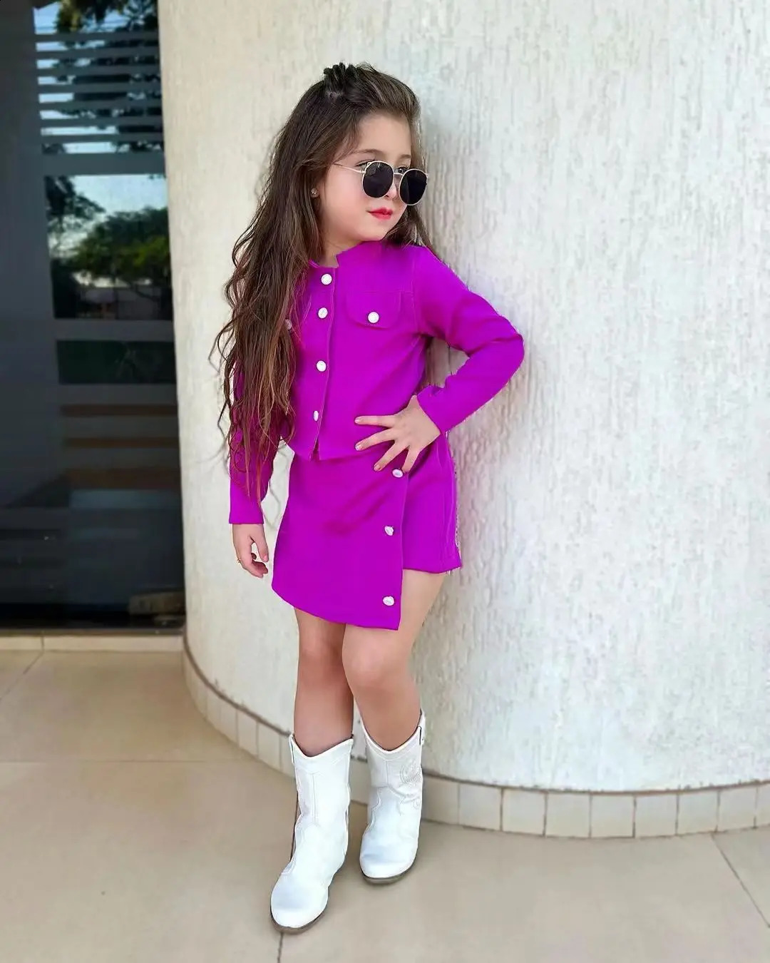 Winter Girls Suit Childrens Clothing Long-sleeved Coat And Short Skirt Two-piece Set Kids Dress For 3 4 5 6 7 8 Years 240729