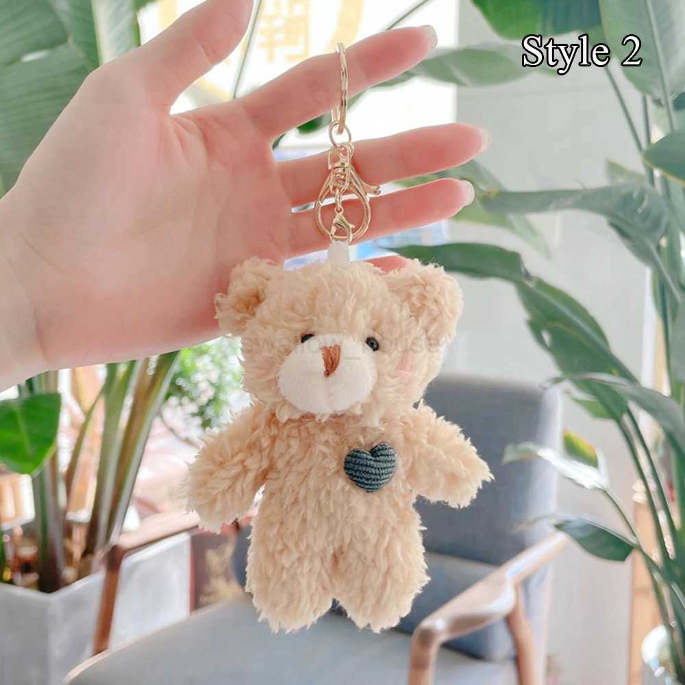 Korea 11cm Soft Teddy Bear Keychain Plush Rabbit Pendant Keychain DIY Trinket Kids Stuffed Animal Toys Bag Car AccessoriesL240729
