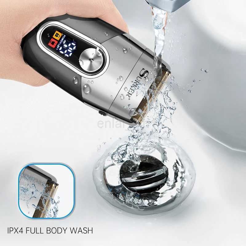 SURKER Bald Machine Whitener Trimmer Foil Hair Clippers USB Rechargeable LED Electric Shaver Razor Bald Head Shaving MachineY240729