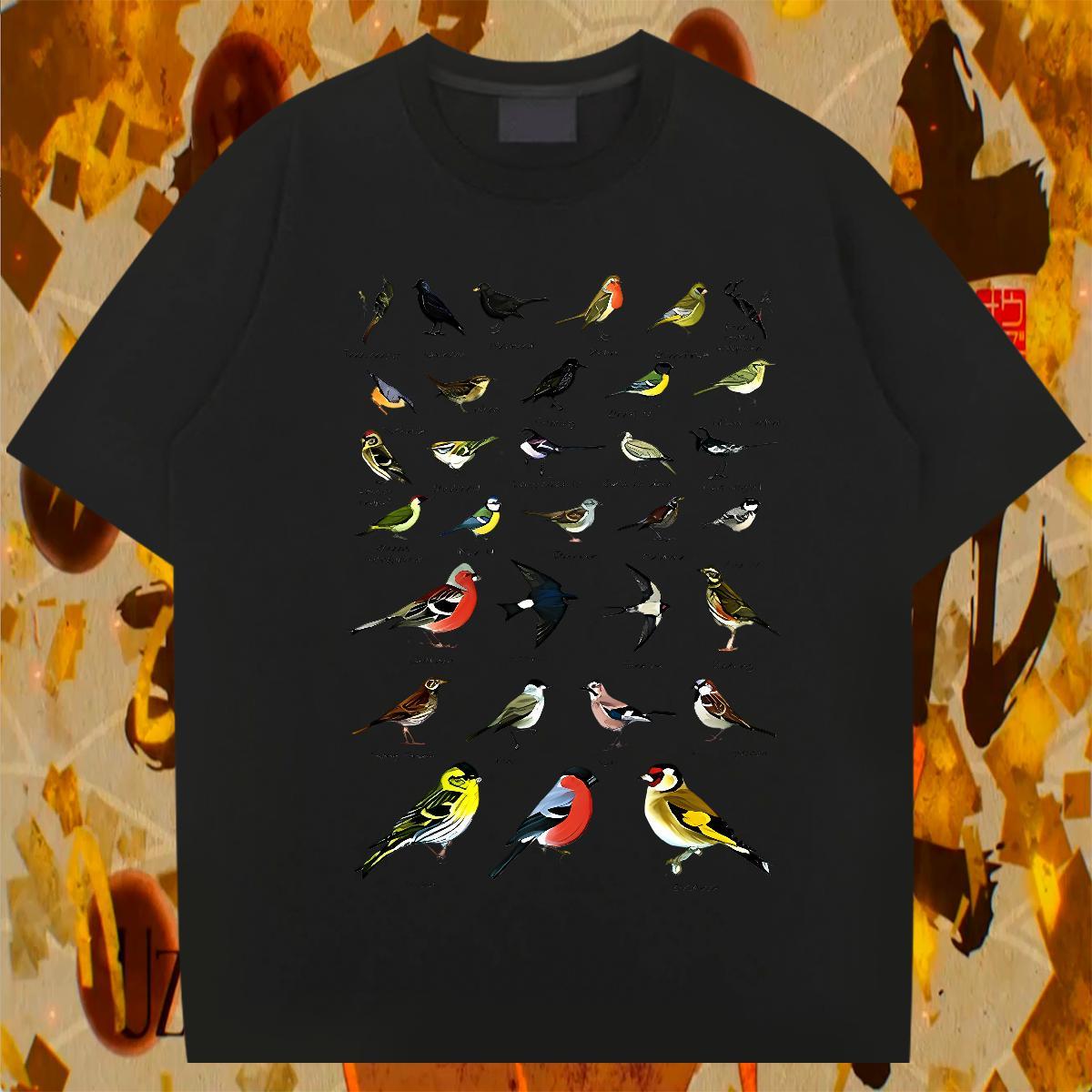 Cool Tshirts 230g Pure Cotton Street wear Hip Hop bird White Plus Size Short Sleeve Soft DIY Man T Shirts Clothings