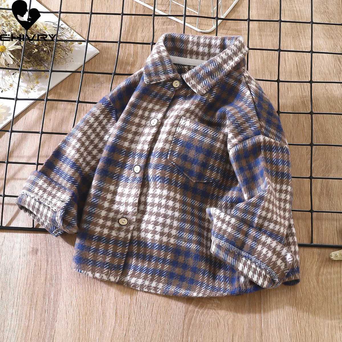Boys classic checkered striped shirt jacket new 2024 spring/summer retro childrens long sleeved lapel casual shirt top childrens clothingW240729