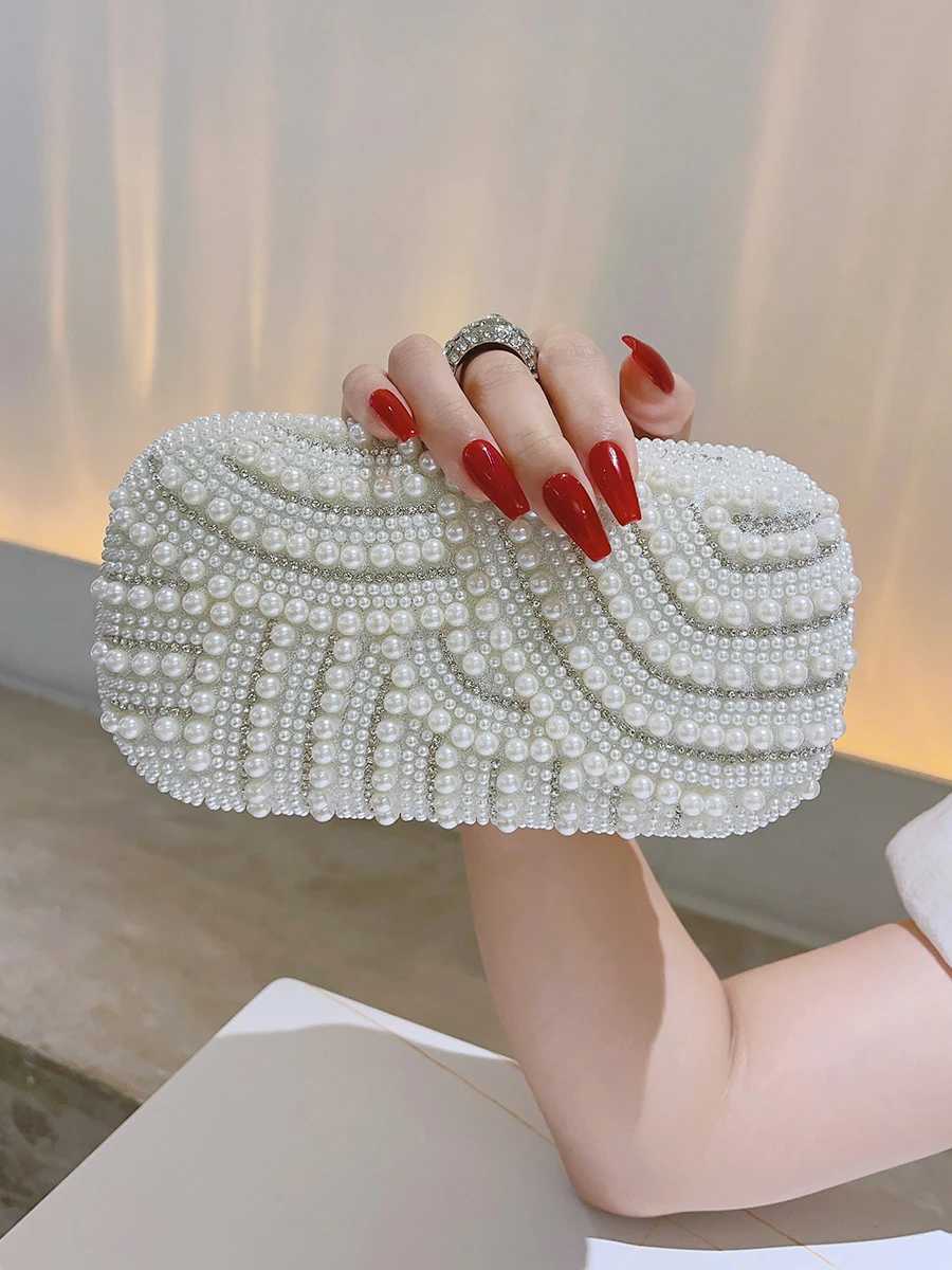 Elegant Pearl Rhinestone Clutch Glitter Dinner Clutch Purse Classic Banquet Handbag For Wedding Party PromXJ240729