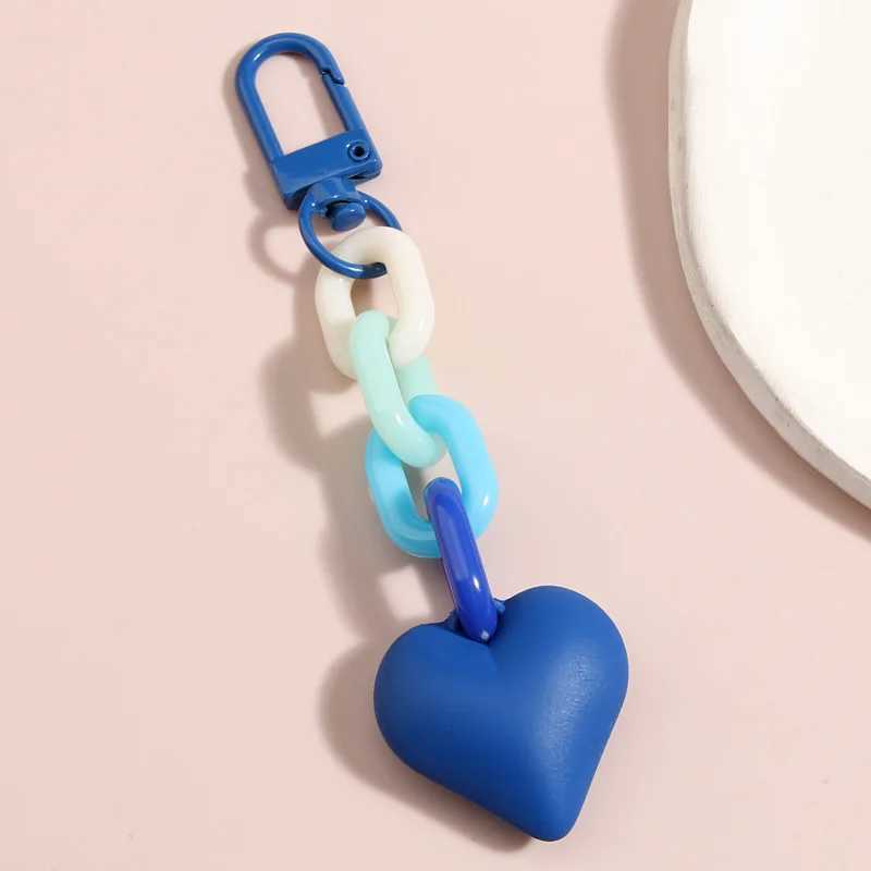 Handmade Heart Keychain Acrylic Plastic Link Chain Key Ring For Women Girls Handbag Pendant Accessorie Car Keys Jewelry GiftsL240729