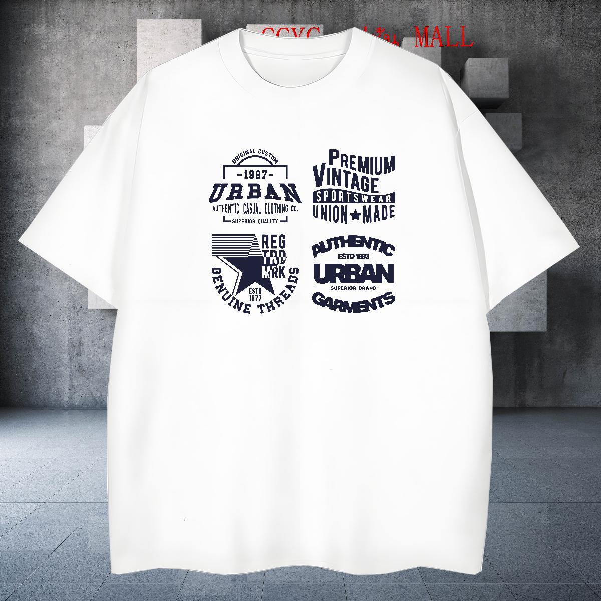 Loose Fit Men Tees 230g Pure Cotton Sports Casual letter Anime Breathable Short Sleeve Brand T-Shirts Tee Shirt