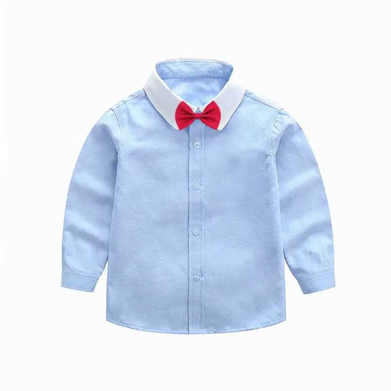 2-16 year old childrens party shirt baby clothing school uniform boys shirt blue patch work long sleeved shirt childrens topW240729