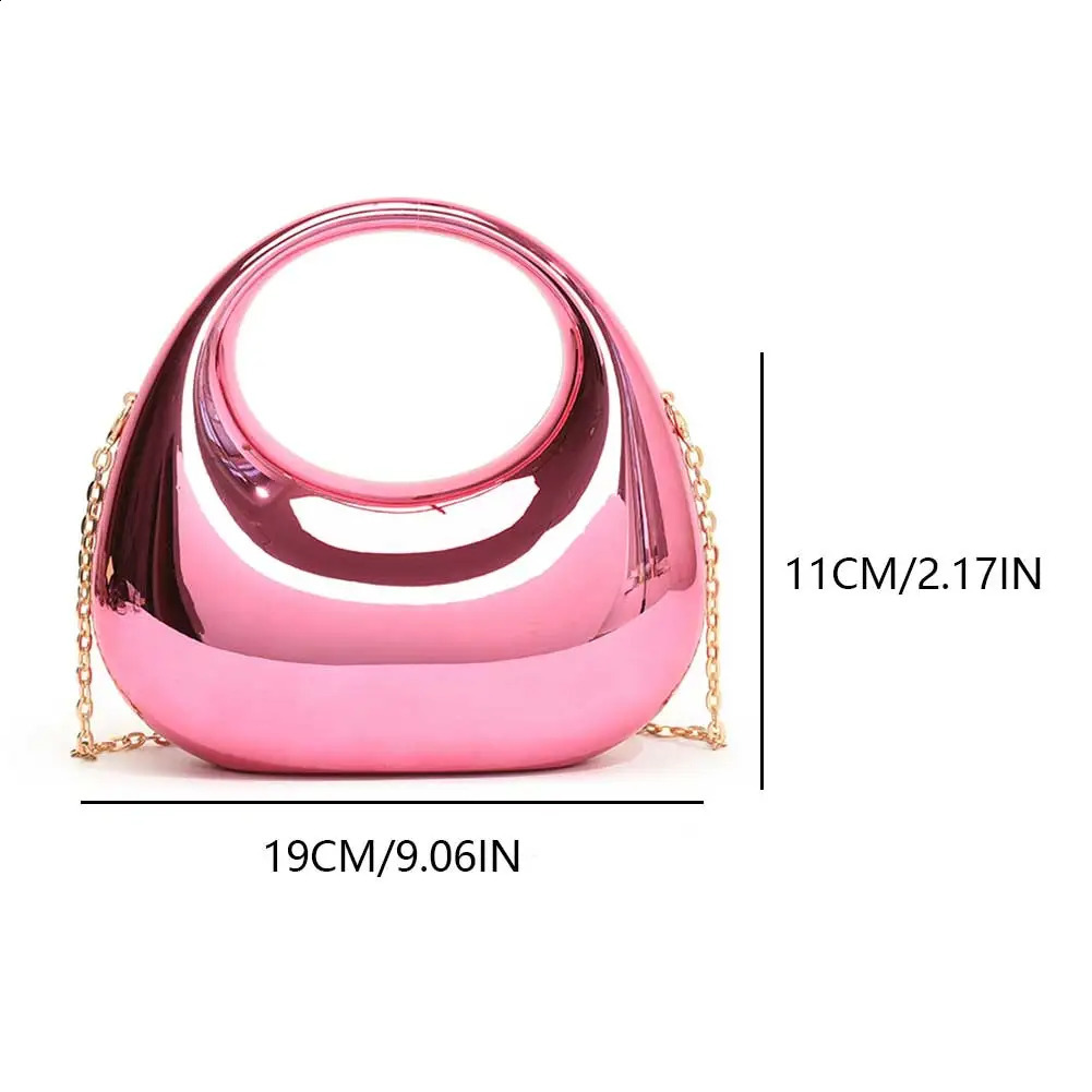 Acrylic Evening Handbag Y2k Tote Hobo Bag with Detachable Chain Strap Shoulder Moon Shape for Women Wedding Cocktail Party 240729