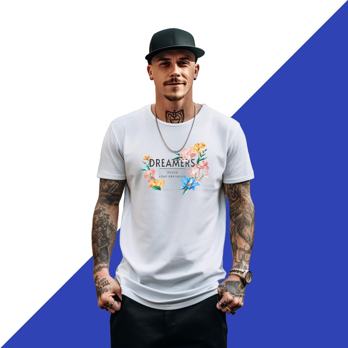 Wholesale Men Tshirts 100% Cotton 230g Daily Outfit flower DIY Printed Breathable Soft Brand Mens T Shirts Tops