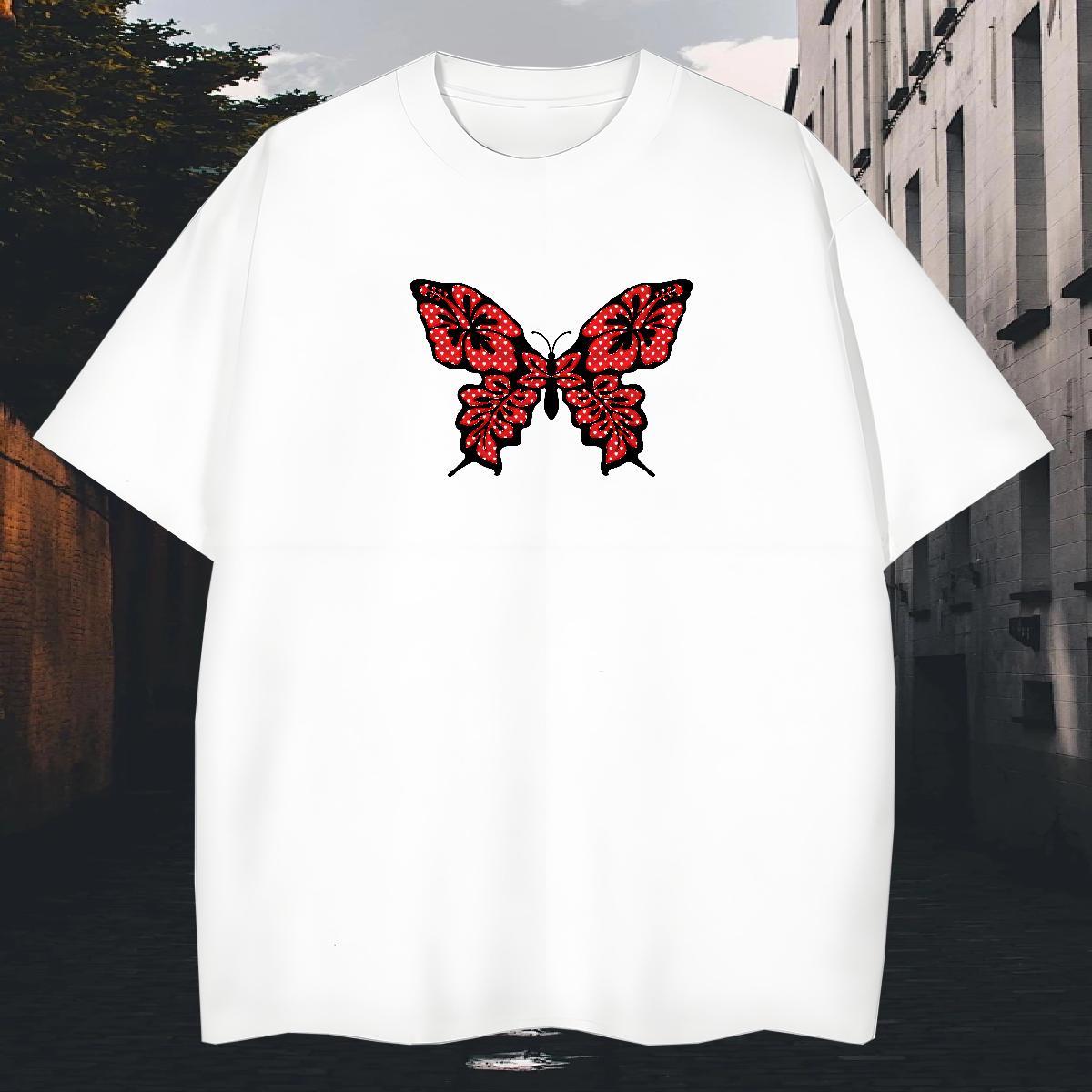 TOP Quality Men Tshirts 230g Pure Cotton Casual Daily Wear Butterfly DIY Breathable Fashion Casual Mens T Shirts Tee Shirt