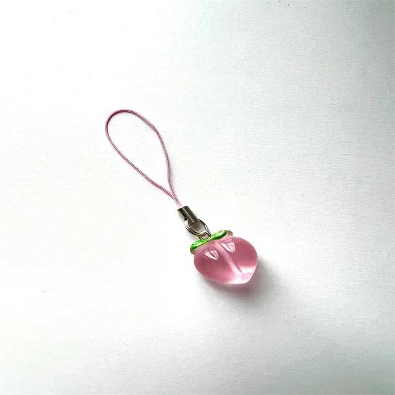 Clear Peach Phone Charm Cute Keychains Transparent Pink Jelly Fruit Aesthetic Gift Accessories y2k Harajuku strap string kawaiiL240729