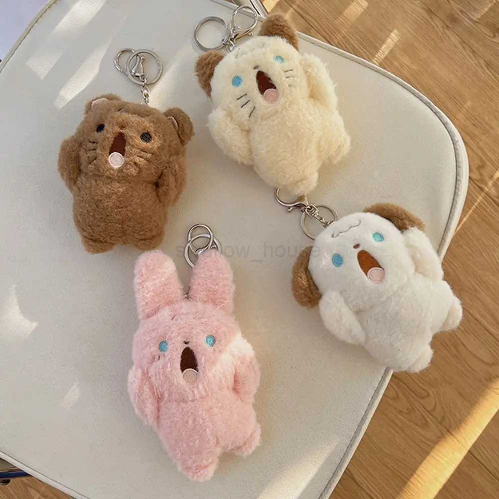 Rabbit Shouting Bear Children Gift Shouting Dog Bag Decoration Plush Pendant Keychain Backpack Charms Stuff Plush ToyL240729