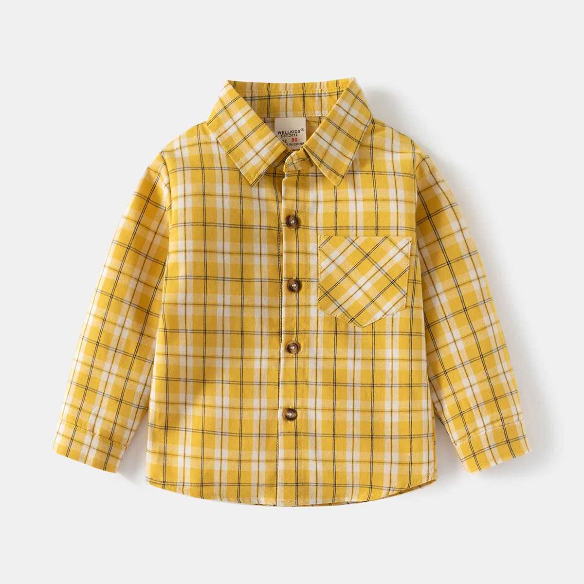 Boys long sleeved plain shirt boys thin lapel topW240729