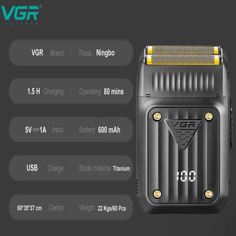 VGR Razor Electric Shaver Professional Hair Trimmer Rechargeable Shaving Portable Beard Trimmer Foil Hair Shaver for Men V-363Y240729