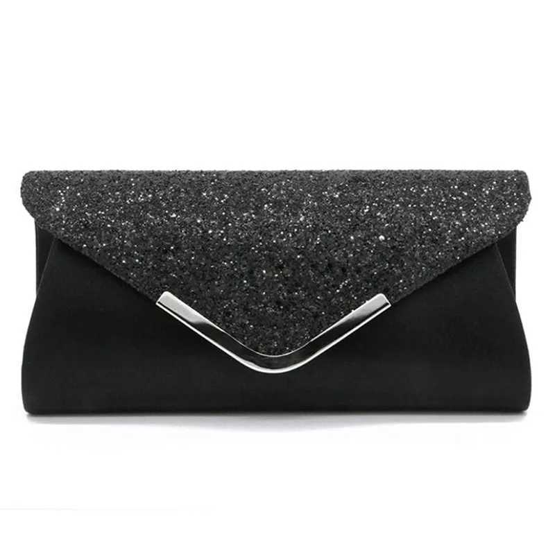 Women Clutch Glitter Sequins Evening Party Handbag Portable Black Gold Silver Pink Wedding Clutch Purse Envelope ClutchXJ240729