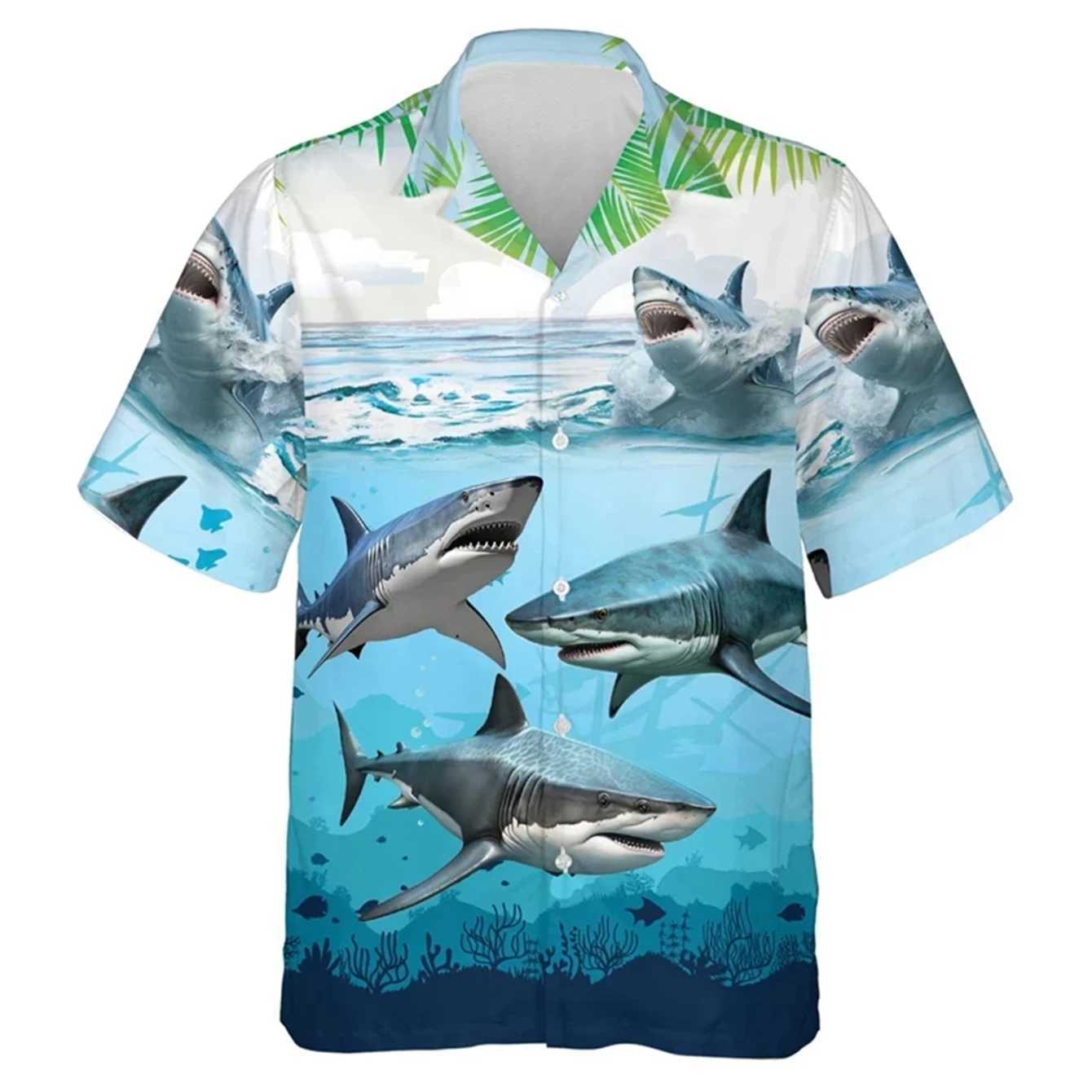 Boys comfortable and breathable fishing print shirt boys short sleeved summer loose beach oversized T-shirtW240729