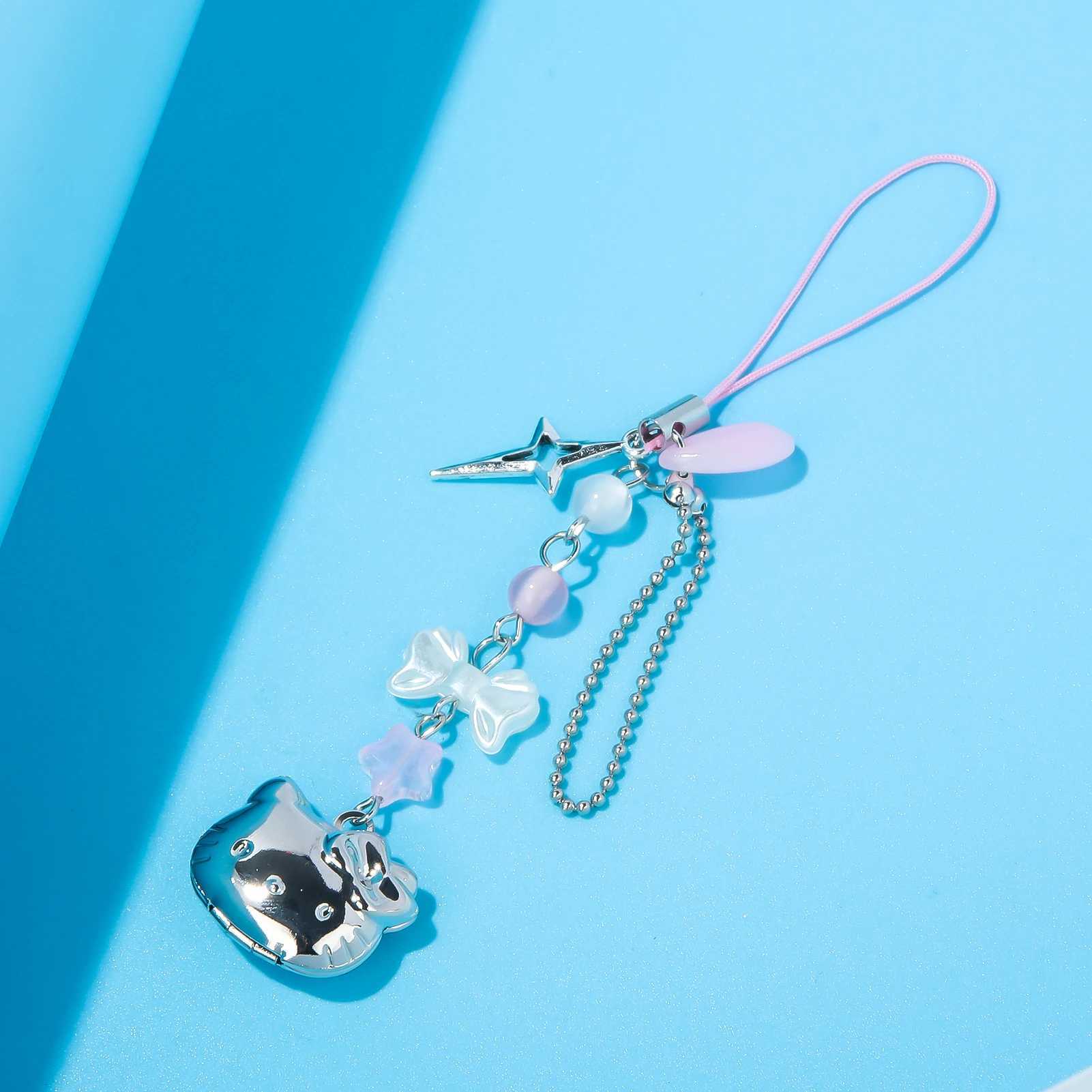 Cartoon Pink Kitty Cat Keychain Unique Design Cute Cartoon Character Pendant Keyring For Men Women Jewelry GiftsL240729