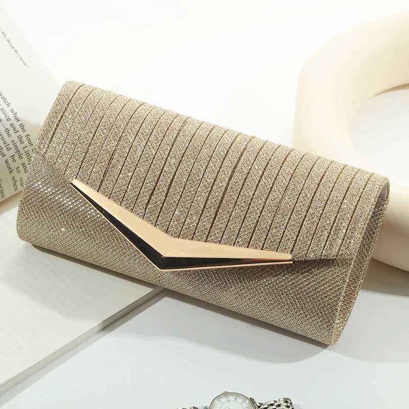 High Quality Fashion Evening Wedding Texture Hardware Trim Strip Print Dinner Clutch Purse Party BagXJ240729