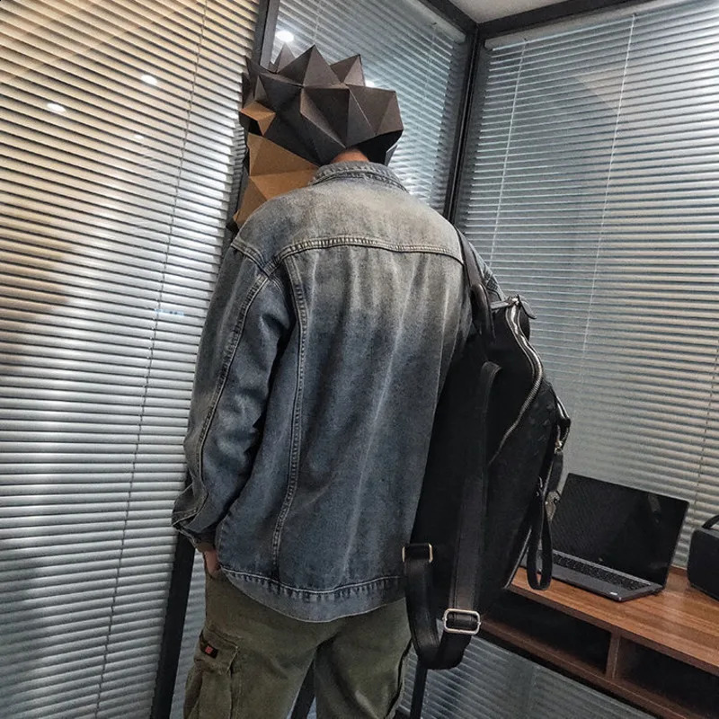 Japanese Tooling Retro Washed Denim Jacket Spring Autumn Mens Fashion All-match Denim Jacket Motorcycle Denim Jacket Garment 240729