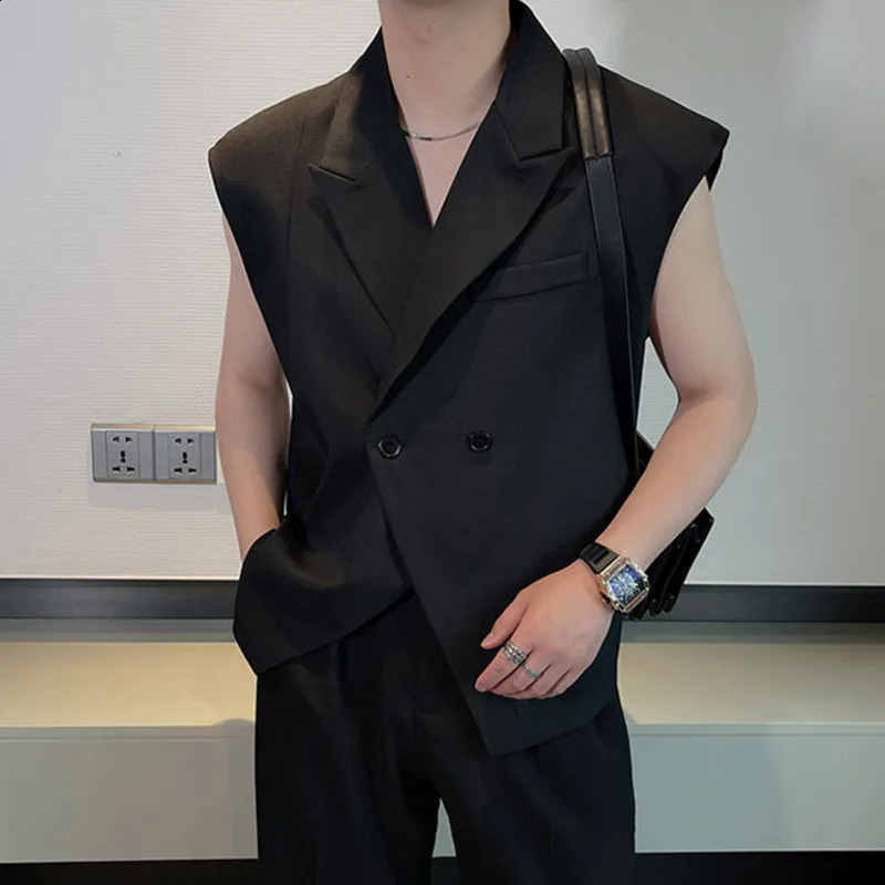 IEFB Summer Niche Suit Vest Mens Fashion Sleeveless Blazers Tank Tops Korean Style Loose Casual Tops Solid Color 9C617 240729