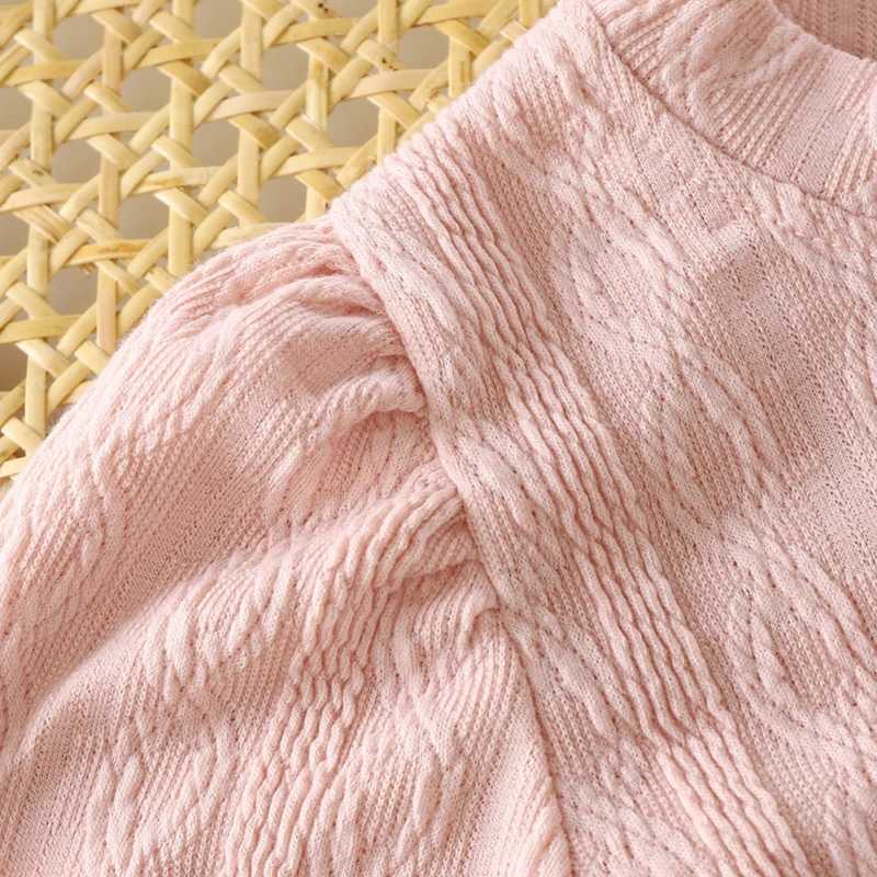 T-shirts Autumn Girl Children Solid Long Sleeves Bottoming Shirt Kid Loose T-shirt Retro Baby Girls Blouses Tops Toddler Casual TeesL24729
