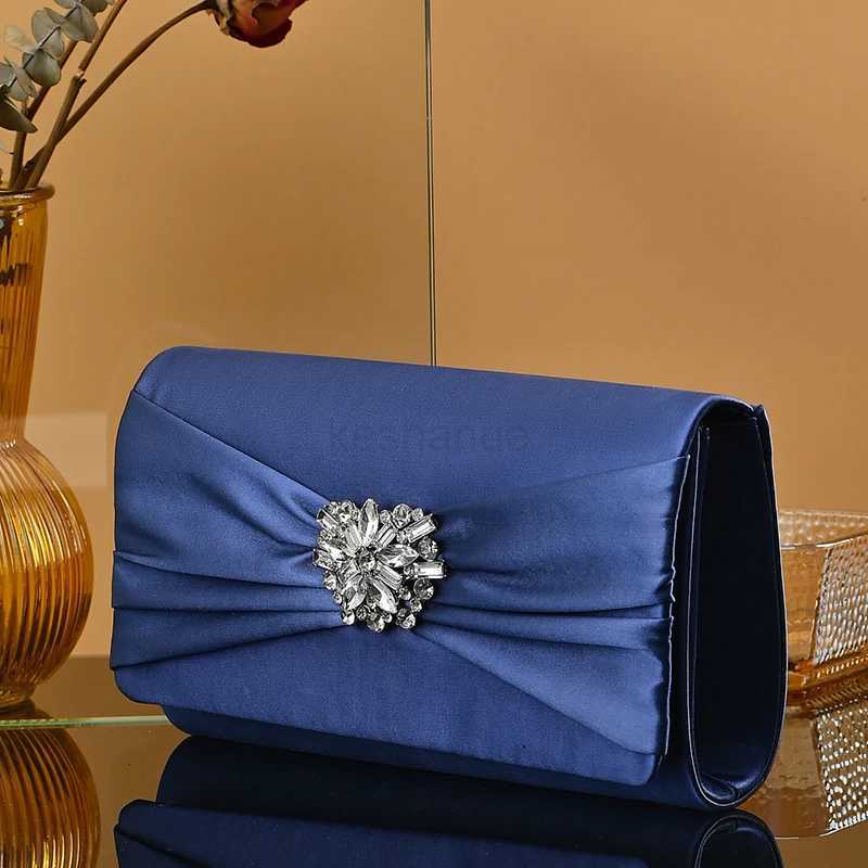 Classical Satin Elegant wedding Evening Bag Luxury Bridal Clutch bag Elegant Ladies Rhinestone Buckle Envelop Bag For WomenXJ240729