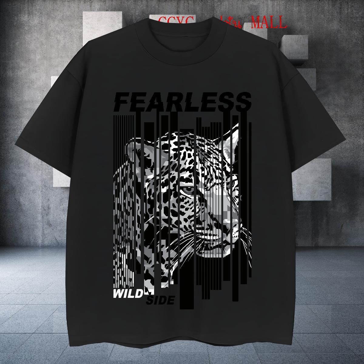 Loose Fit Mens Tshirts 230g 100% Cotton Home Outdoor leopard,letter,line DIY Breathable Short Sleeve 2024 New T Shirts Men Clothes