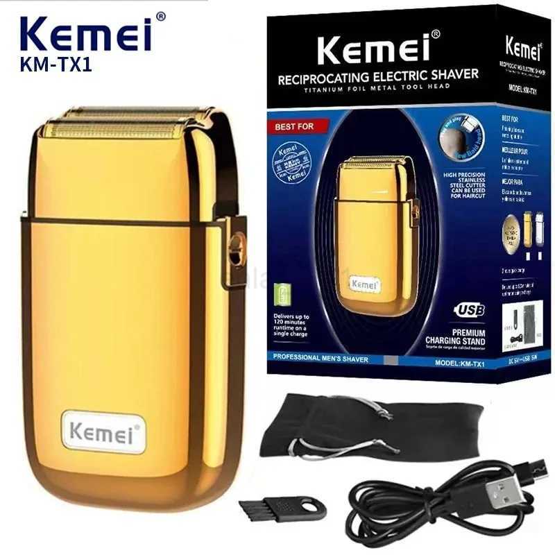 Kemei KM-TX1 Factory direct full metal electric shaver reciprocating double head USB charging mens shaverY240729