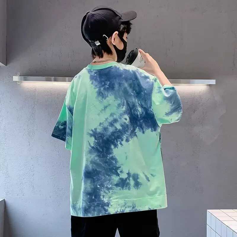 T-shirts Summer Kids Clothes Fashion Streetwear Boys Girls Personality T Shirt Tie Dye Tops Children Short Sleeve Childrens ClothingL24729
