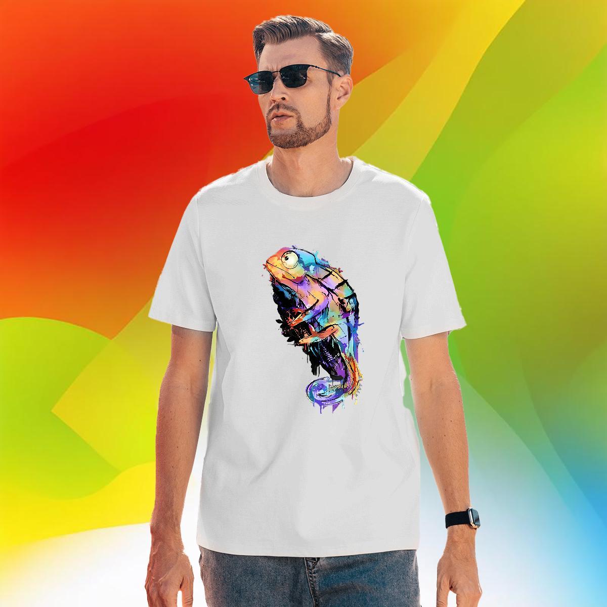 Soft Men Clothes T-Shirt 230g 100% Cotton Summer Casual colorful fish Custom Print Plus Size Crew Neck DIY T Shirts Men Top Tees