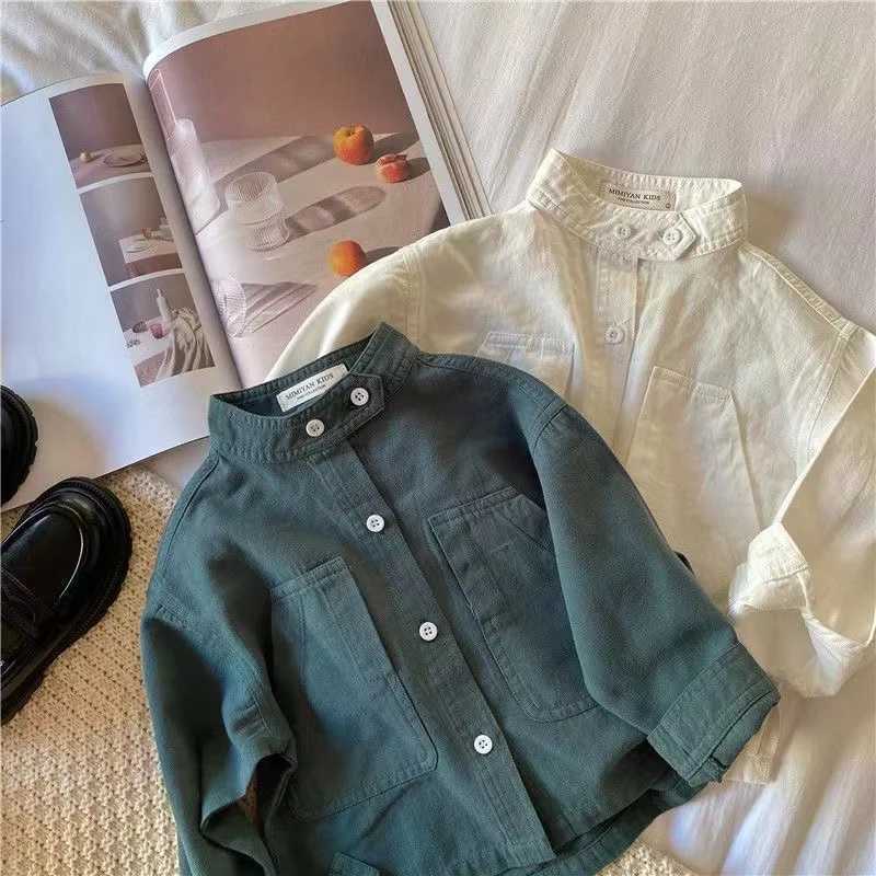 80-140cm Spring and Autumn Girls and Boys Casual Long sleeved Shirts Childrens Casual Shirts Childrens Casual Shirts Childrens ClothingW240729