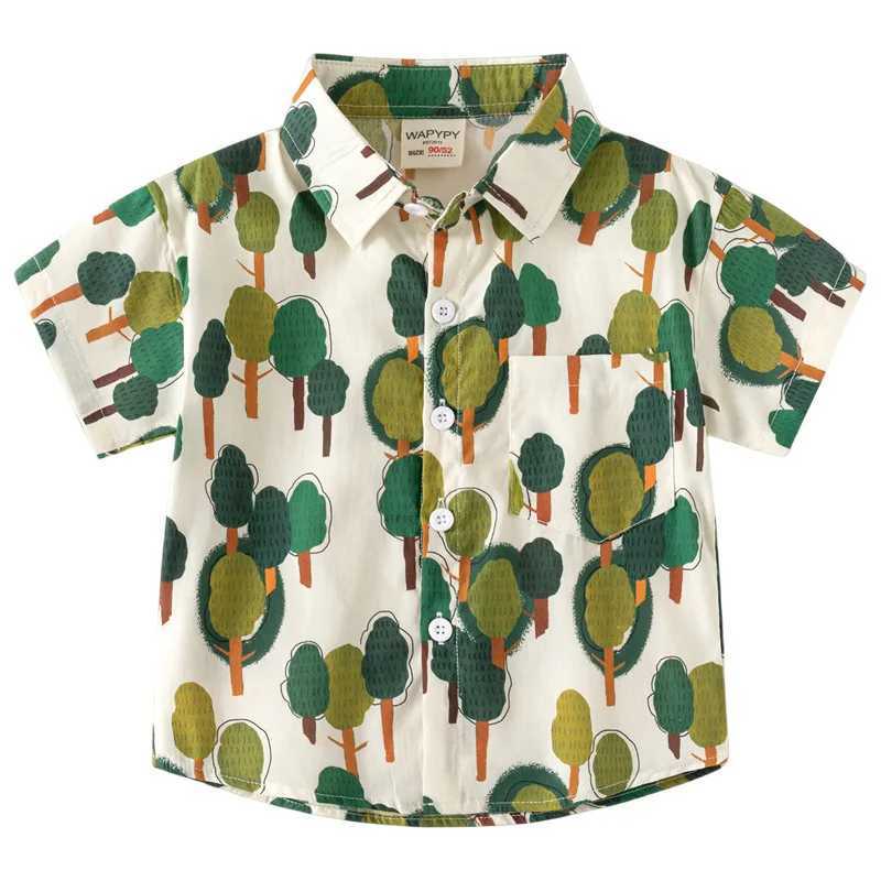 Full printed fabric boys style cotton childrens top summer childrens clothingW240729