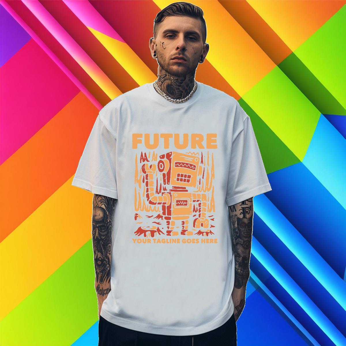 Popular Couples T Shirts 230g 100% Cotton Sport robot DIY Printed O-Neck Short Sleeve Brand Mens T Shirts Tees Shirts