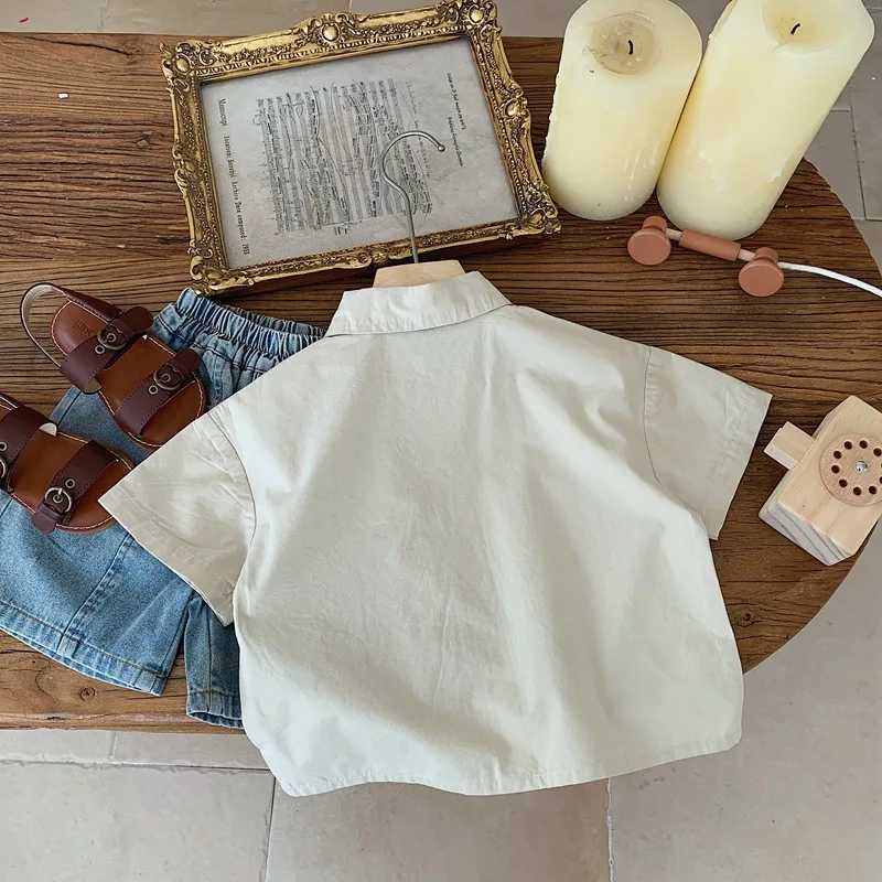 Childrens Cartoon Letter Summer New Baby Short sleeved Cotton Top 1-6Y Boys Casual ShirtW240729