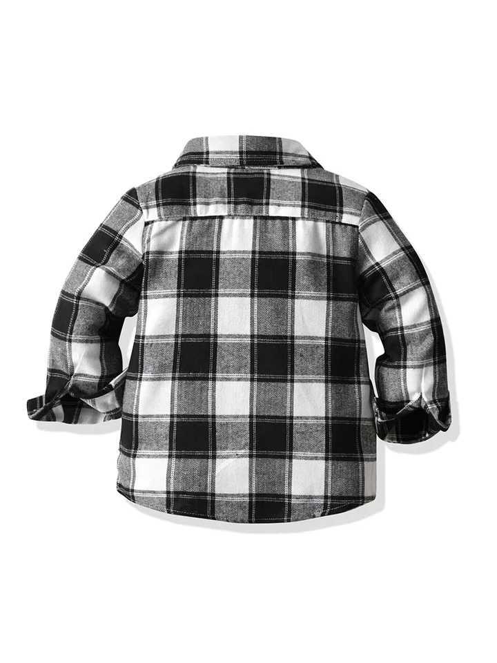 Childrens clothing boys plain weave shirt childrens casual long sleeved shirt boys thin lapel top childrens smallest casual shirtW240729