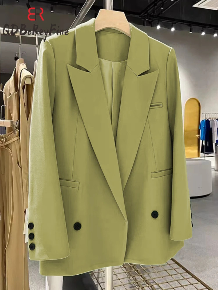 Oversize Blazer Women Elegant Office Ladies Long Sleeve Tops Double Breasted Blazer Mujer Spring Casual Suit Jackets Femme 240727
