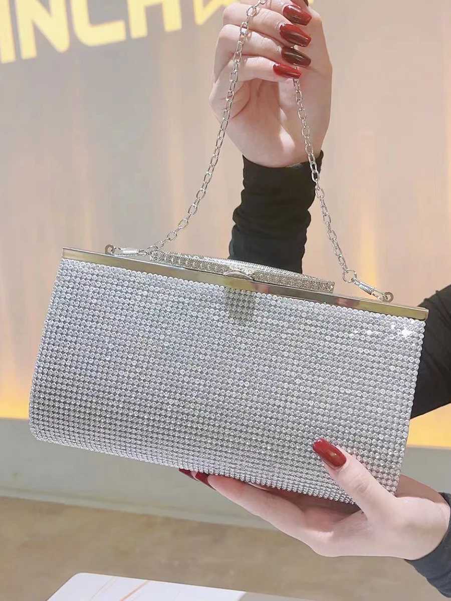 Glitter Rhinestone Clutch For Women Crystal Purse Crossbody For Bridesmaid Wedding Party Handbag Luxury Silver Evening BagXJ240729