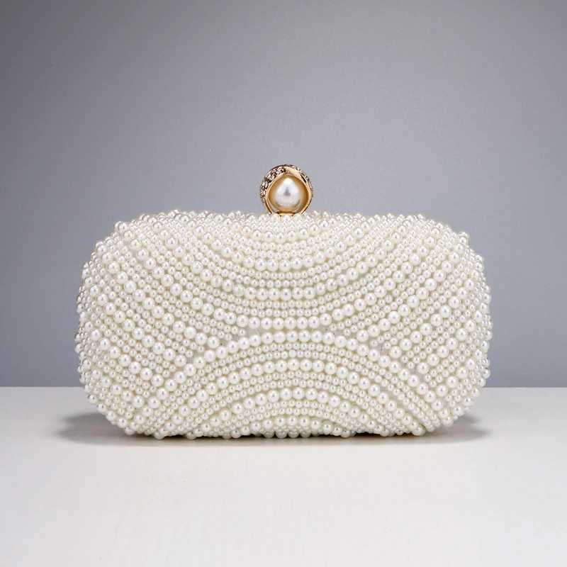 Beading Women Evening Bags Vintage Small Chain Shoulder Handbags Pearl Diamonds Metal Ladies Clutch HandbagsXJ240729