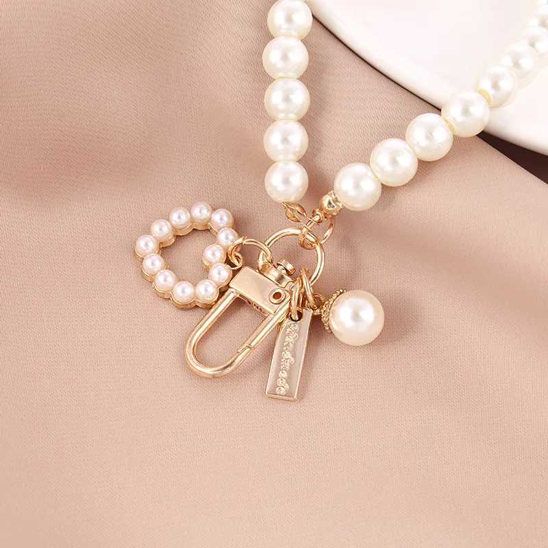 Cute Shell Heart Bow Pearl Beads Chain Pendant Phone Keychain Pearl Bag Key ChainL240729