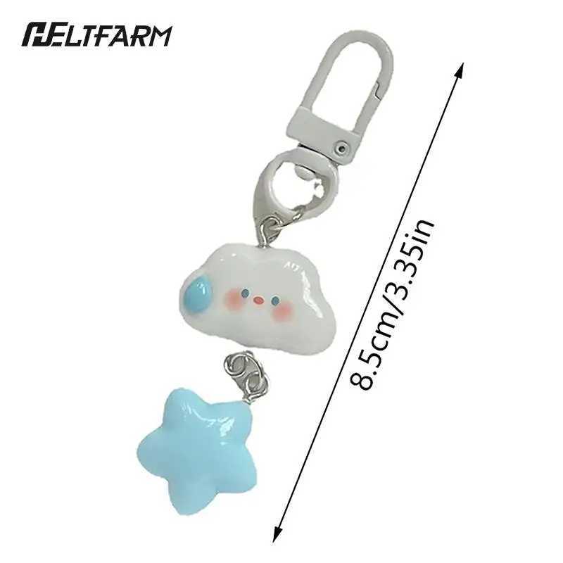 1PC Cute Cloud Blue Star Keychain for Car Keys Accessories Original Design Kawaii Keyring Women Handbag Bag Pendant Key ChainsL240729