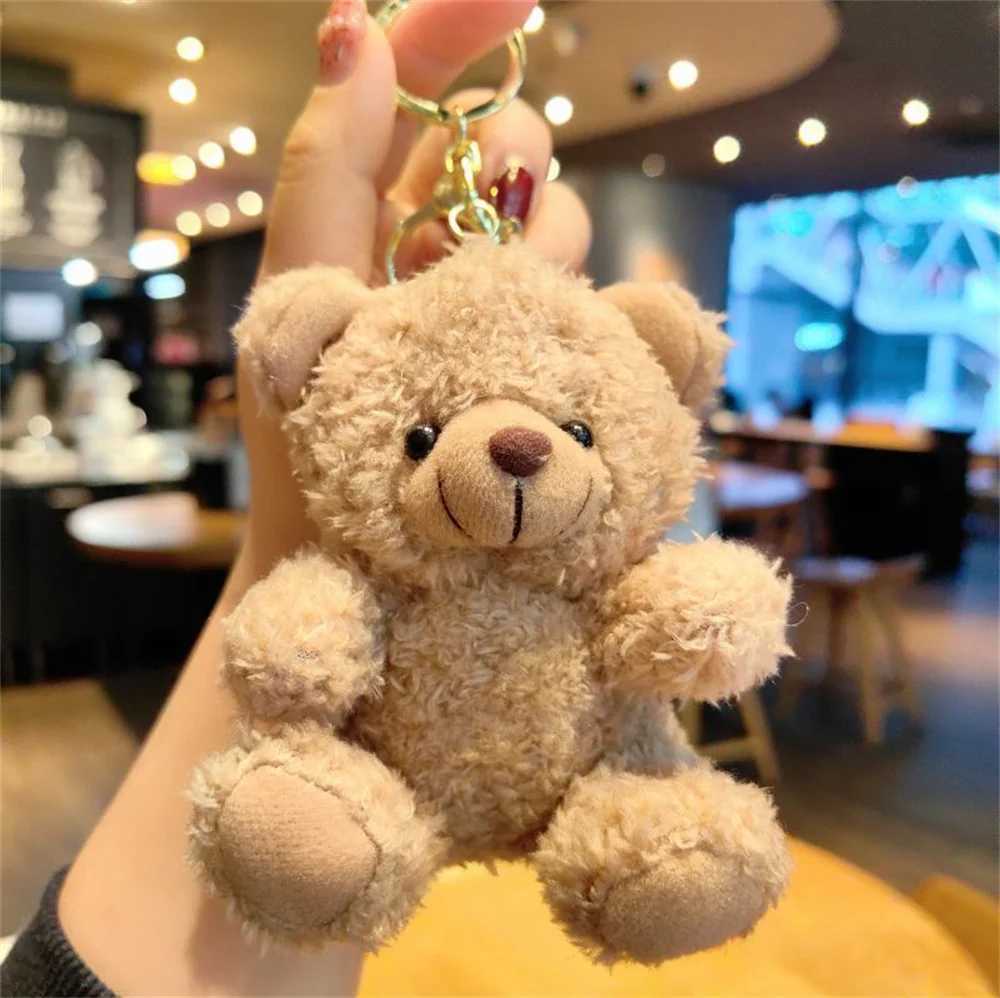 Cute bear cartoon keychain plush doll car key chain girl bag pendant claw machineL240729