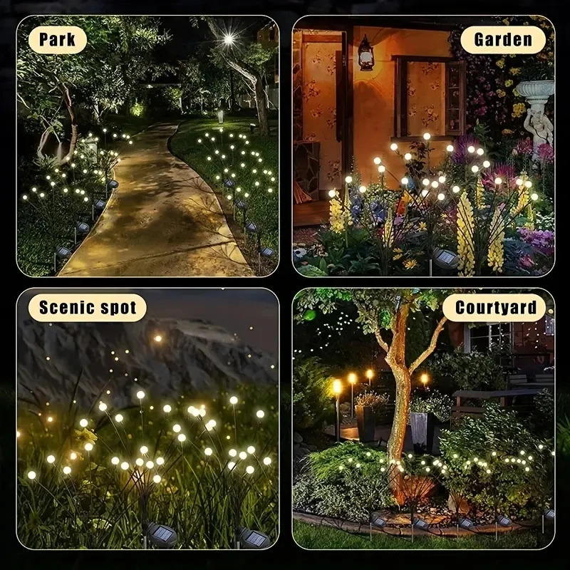 6810L Solar Firefly Lights Waterproof Outdoor Garden Decoration Landscape Lawn Suitable for Festive 240729