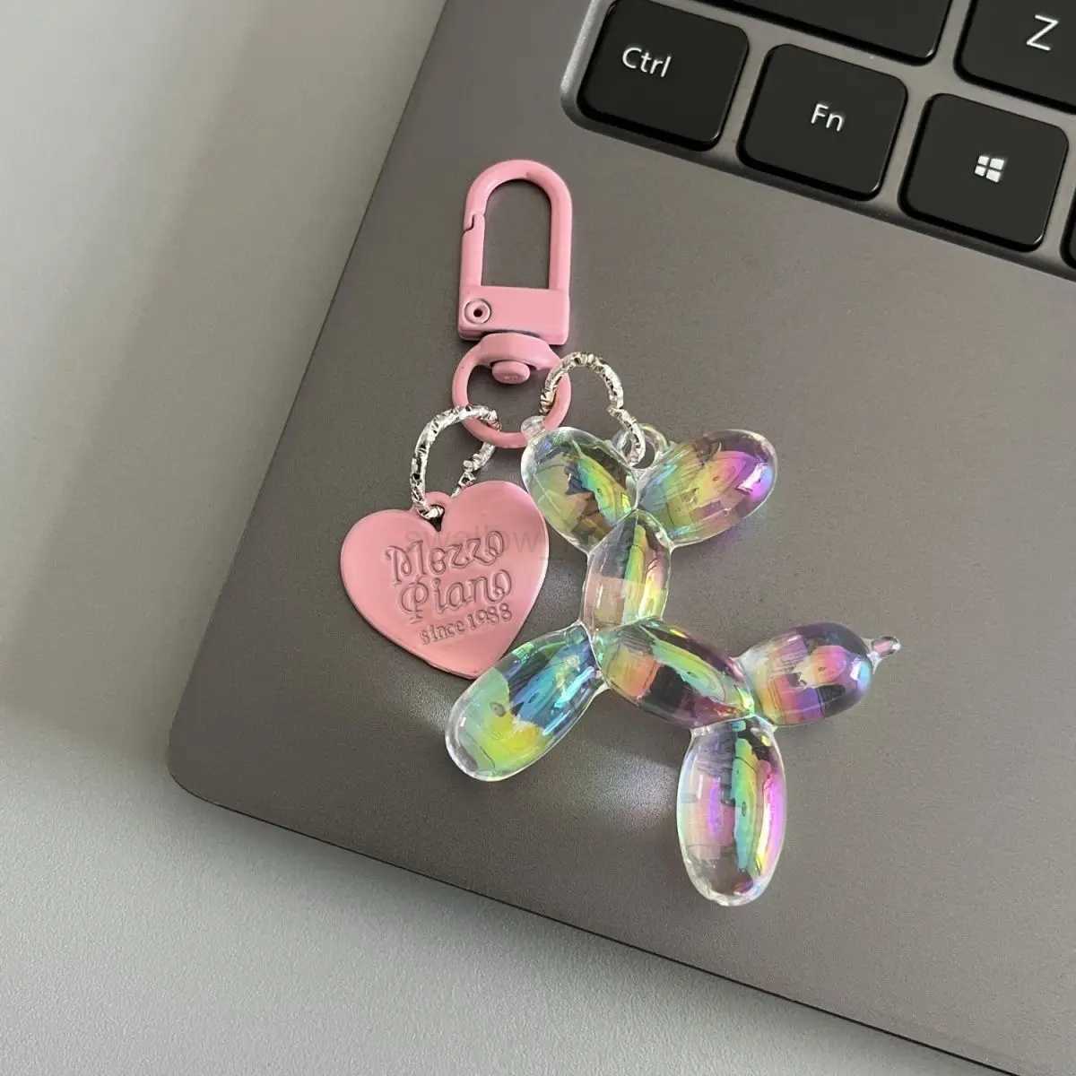 Bling Kawaii Cartoon Balloon Dog Keychain Key Ring for Women Men New Colorful Cute Bag Car Pendant Decoration Holder AccessoriesL240729