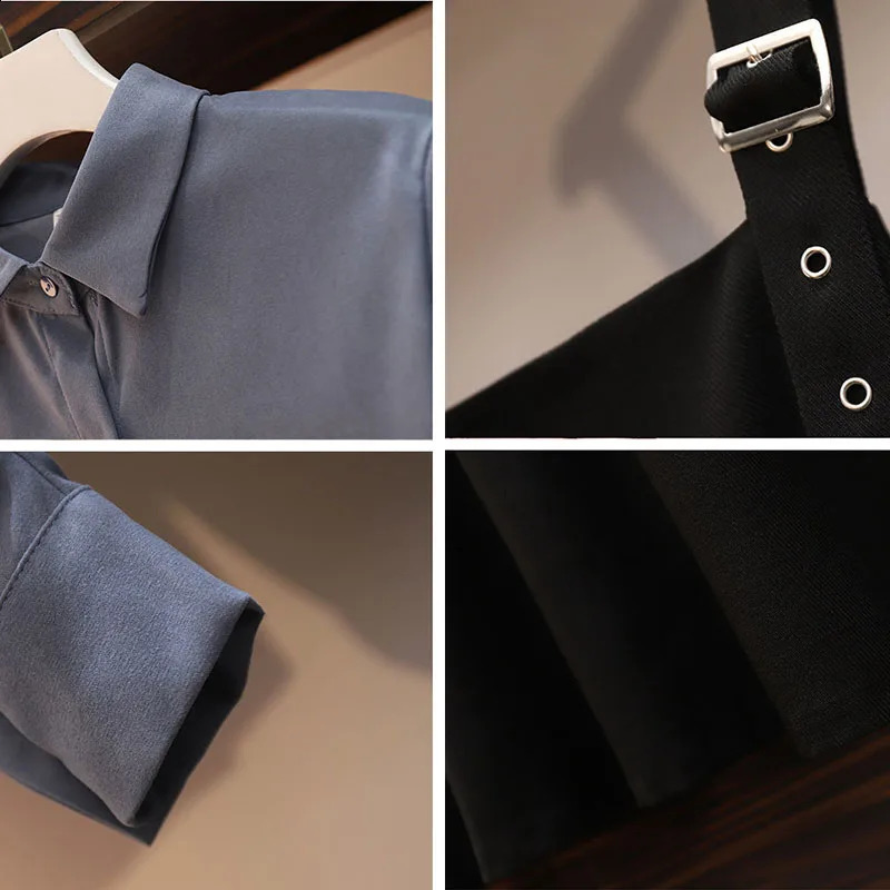 Dress Sets Women Plus Size 4XL Chic Fashion Elegant Office Lady Outfits 2 Piece Korean Fall Basic Simple Female Shirts Vestido 240729