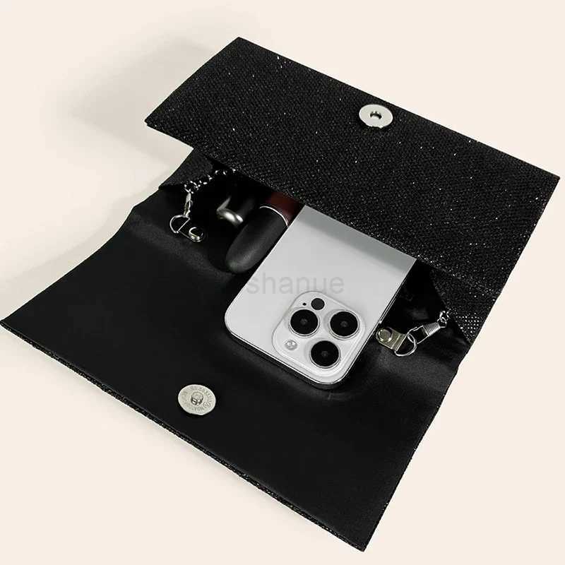 Glitter Envelope Fold Day Clutch for Women Shiny Silver Handbag Fashion Ladies Long Wallet with Chain Evening Bag Party WeddingXJ240729