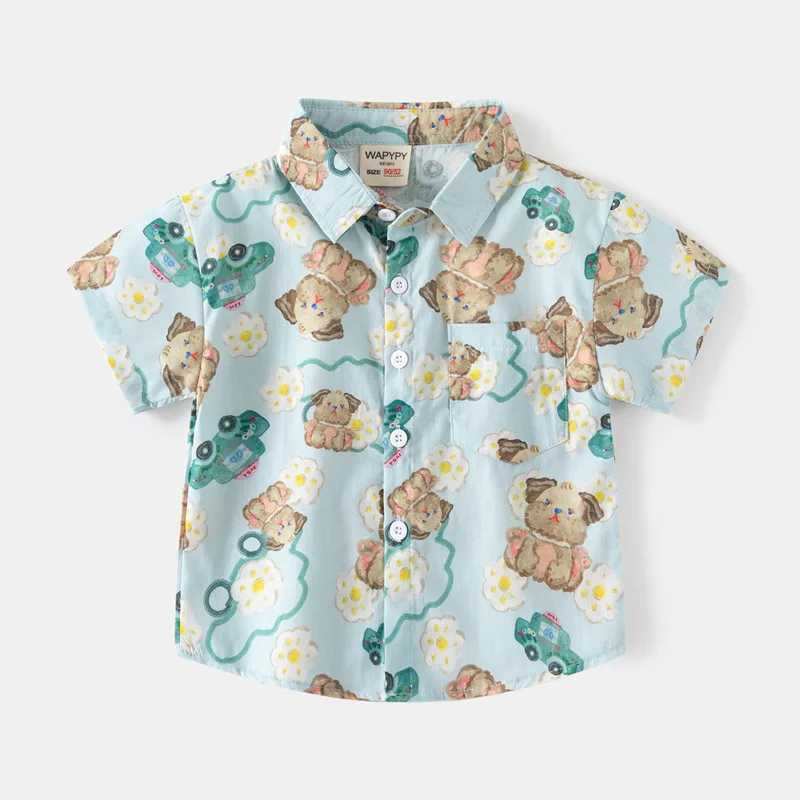 Full printed fabric boys style cotton childrens top summer childrens clothingW240729