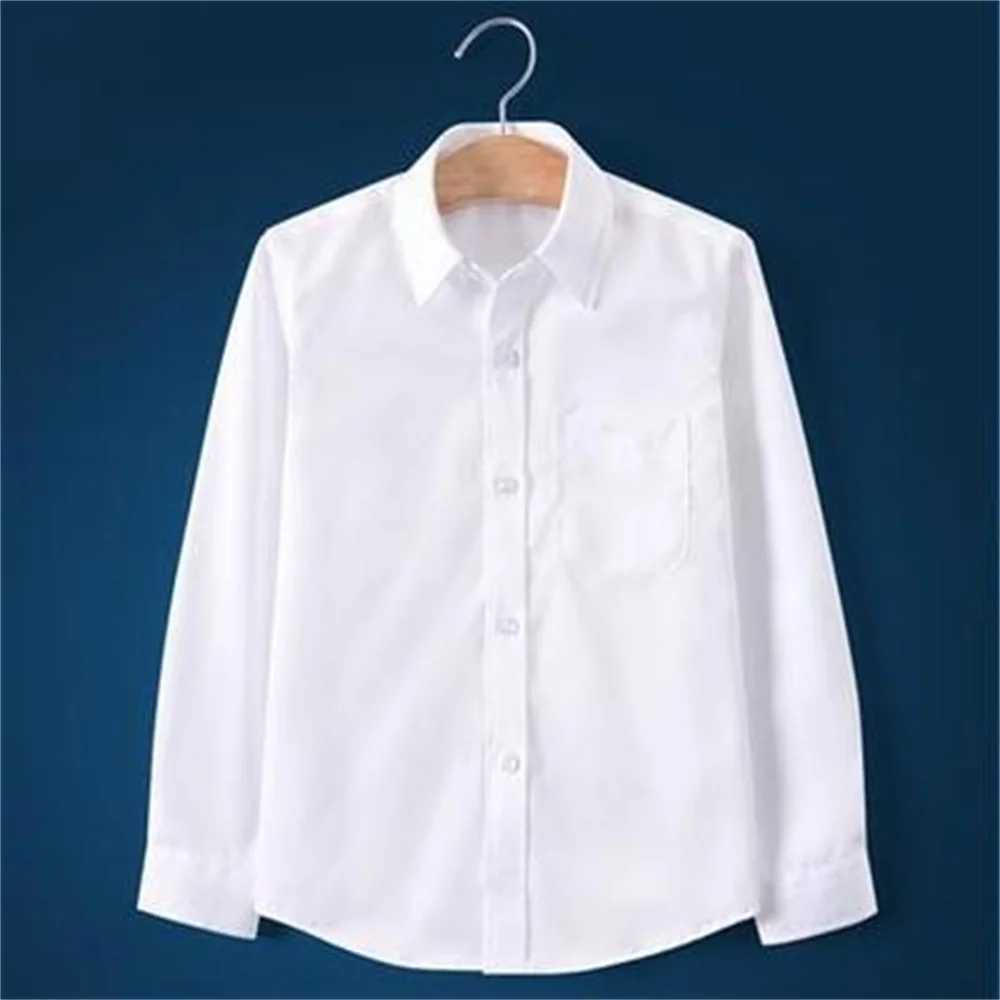 Summer autumn childrens long sleeved cotton shirts blue white school uniforms suitable for boys and girls student shirts childrens clothingW240729