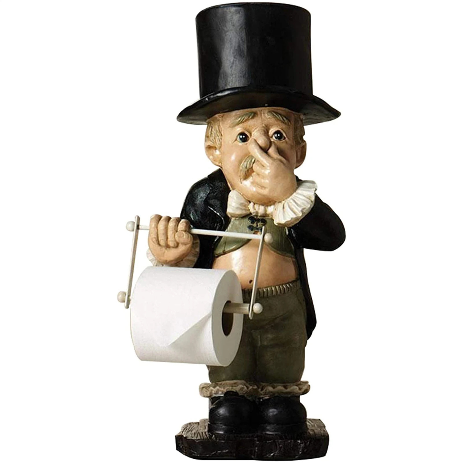 Stinky Butler Holding Nose Resin Sculptures with Roll Paper Holder Stand Primitive Figurine Home Table Bathroom Decorations 240719