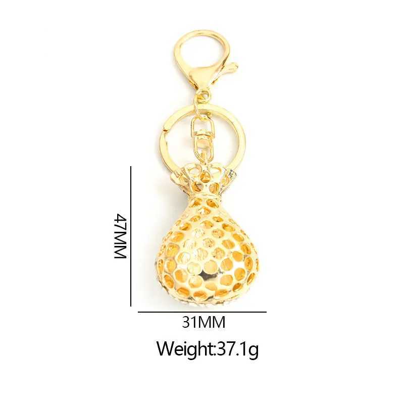 Exquisite Rhinestones Inlaid Dollar Sign Money Bag Keychain Trendy Jewelry Lucky Bag Keyring Bag Car Keys Decoration AccessoryL240729