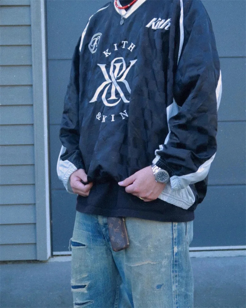 European American Style Embroidery Printed Loose Long Sleeve T-shirt Outdoor Unisex