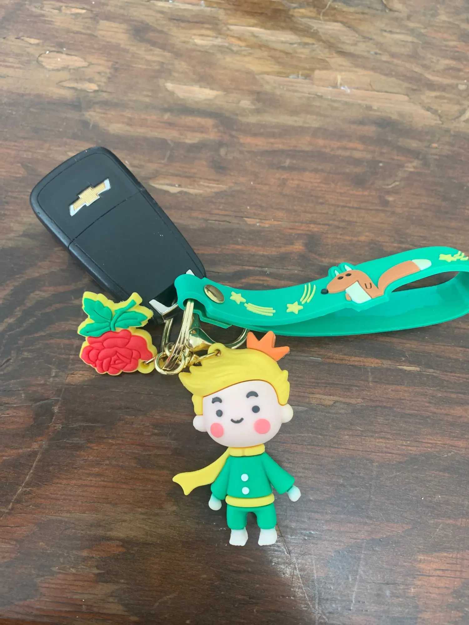 Cartoon The Little Prince 3D Figure Keychain Animal Fox Lanyard Key Rings PVC Trinket Props Bag Doll Key Buckles AccessoriesL240729